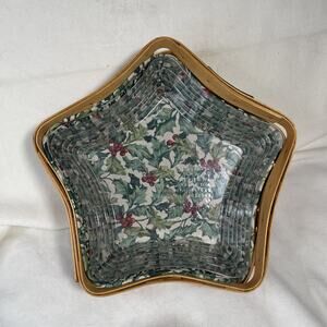 Longaberger 2001 Shining Star Christmas basket w/ protector & Holly liner green